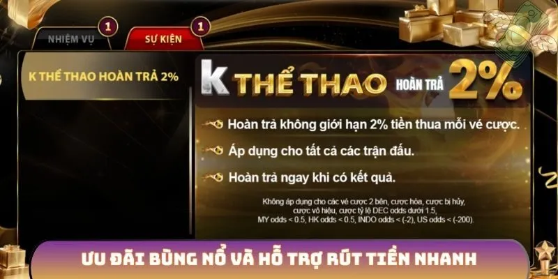 Ưu đãi bùng nổ và hỗ trợ rút tiền nhanh